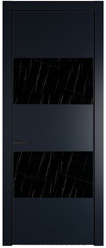 Дверь Profil Doors 22PE цвет Нэви Блу (RAL 7016) кромка Черный матовый RAL9005 стекло Неро мрамор