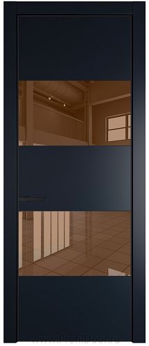 Дверь Profil Doors 22PE цвет Нэви Блу (RAL 7016) кромка Черный матовый RAL9005 стекло Зеркало Bronza