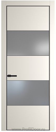 Дверь Profil Doors 22PE цвет Перламутр белый кромка Черный матовый RAL9005 стекло Lacobel Серебро Матлак