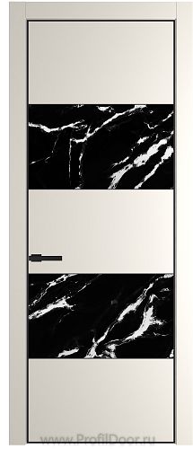 Дверь Profil Doors 22PE цвет Перламутр белый кромка Черный матовый RAL9005 стекло Нефи черный узор серебро