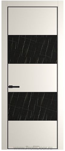 Дверь Profil Doors 22PE цвет Перламутр белый кромка Черный матовый RAL9005 стекло Неро мрамор