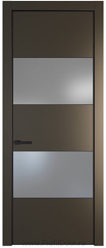 Дверь Profil Doors 22PE цвет Перламутр бронза кромка Черный матовый RAL9005 стекло Lacobel Серебро Матлак