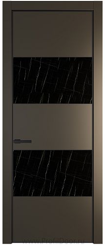 Дверь Profil Doors 22PE цвет Перламутр бронза кромка Черный матовый RAL9005 стекло Неро мрамор