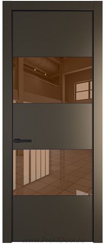 Дверь Profil Doors 22PE цвет Перламутр бронза кромка Черный матовый RAL9005 стекло Зеркало Bronza