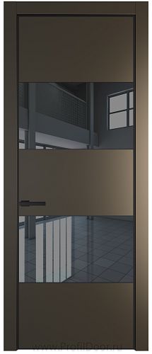 Дверь Profil Doors 22PE цвет Перламутр бронза кромка Черный матовый RAL9005 стекло Зеркало Grey