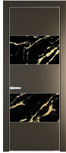 Дверь Profil Doors 22PE цвет Перламутр бронза кромка Серебро стекло Нефи черный узор золото