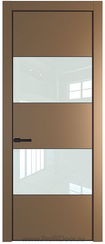 Дверь Profil Doors 22PE цвет Перламутр золото кромка Черный матовый RAL9005 стекло Lacobel Белый лак