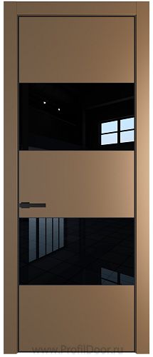 Дверь Profil Doors 22PE цвет Перламутр золото кромка Черный матовый RAL9005 стекло Lacobel Черный лак