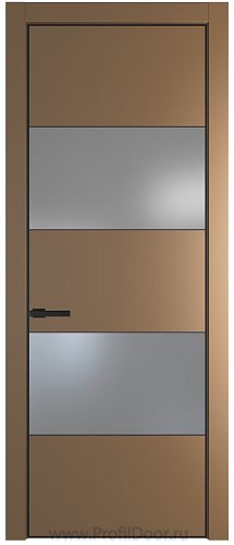 Дверь Profil Doors 22PE цвет Перламутр золото кромка Черный матовый RAL9005 стекло Lacobel Серебро Матлак