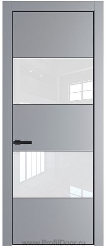 Дверь Profil Doors 22PE цвет Смоки (RAL 870-02) кромка Черный матовый RAL9005 стекло Lacobel лак Классик