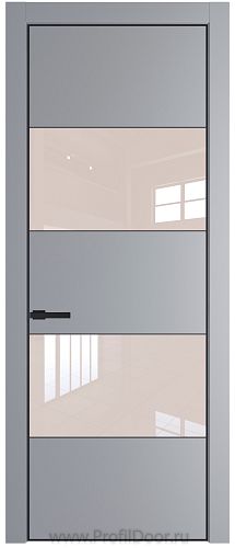 Дверь Profil Doors 22PE цвет Смоки (RAL 870-02) кромка Черный матовый RAL9005 стекло Lacobel Перламутровый лак