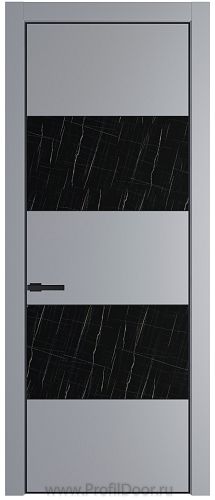 Дверь Profil Doors 22PE цвет Смоки (RAL 870-02) кромка Черный матовый RAL9005 стекло Неро мрамор