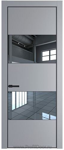 Дверь Profil Doors 22PE цвет Смоки (RAL 870-02) кромка Черный матовый RAL9005 стекло Зеркало