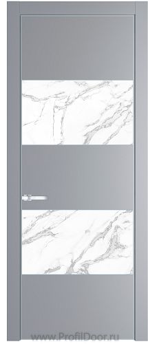 Дверь Profil Doors 22PE цвет Смоки (RAL 870-02) кромка Серебро стекло Нефи белый узор серебро