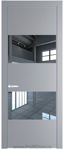 Дверь Profil Doors 22PE цвет Смоки (RAL 870-02) кромка Серебро стекло Зеркало