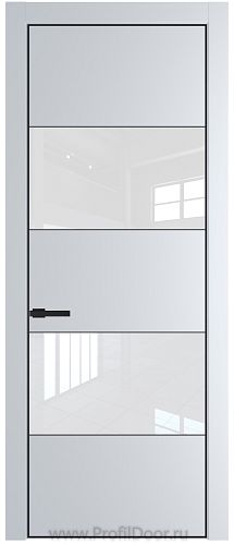 Дверь Profil Doors 22PE цвет Вайт (RAL 110 96 02) кромка Черный матовый RAL9005 стекло Lacobel лак Классик