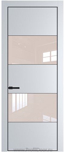 Дверь Profil Doors 22PE цвет Вайт (RAL 110 96 02) кромка Черный матовый RAL9005 стекло Lacobel Перламутровый лак