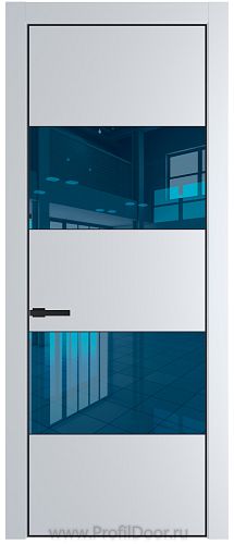 Дверь Profil Doors 22PE цвет Вайт (RAL 110 96 02) кромка Черный матовый RAL9005 стекло Зеркало Blue
