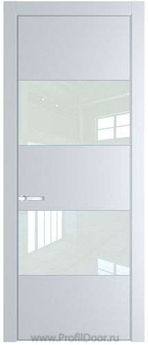 Дверь Profil Doors 22PE цвет Вайт (RAL 110 96 02) кромка Серебро стекло Lacobel Белый лак