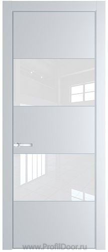 Дверь Profil Doors 22PE цвет Вайт (RAL 110 96 02) кромка Серебро стекло Lacobel лак Классик
