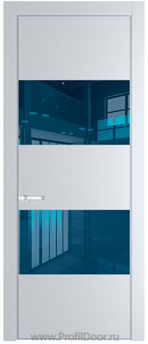Дверь Profil Doors 22PE цвет Вайт (RAL 110 96 02) кромка Серебро стекло Зеркало Blue