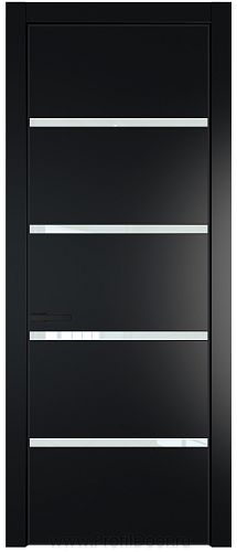 Дверь Profil Doors 23PE цвет Блэк кромка Черный матовый RAL9005 стекло Lacobel Белый лак