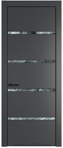 Дверь Profil Doors 23PE цвет Графит (Pantone 425С) кромка Черный матовый RAL9005 стекло Атриум серебро