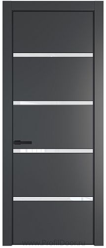 Дверь Profil Doors 23PE цвет Графит (Pantone 425С) кромка Черный матовый RAL9005 стекло Lacobel лак Классик