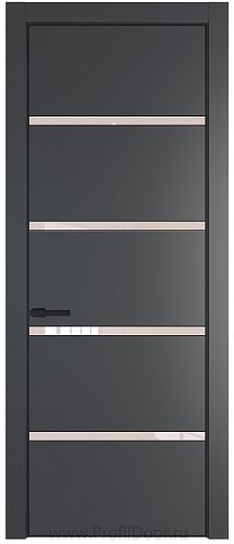 Дверь Profil Doors 23PE цвет Графит (Pantone 425С) кромка Черный матовый RAL9005 стекло Lacobel Перламутровый лак