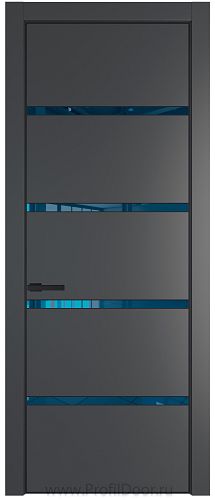 Дверь Profil Doors 23PE цвет Графит (Pantone 425С) кромка Черный матовый RAL9005 стекло Зеркало Blue