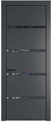 Дверь Profil Doors 23PE цвет Графит (Pantone 425С) кромка Черный матовый RAL9005 стекло Зеркало Grey