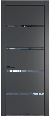 Дверь Profil Doors 23PE цвет Графит (Pantone 425С) кромка Черный матовый RAL9005 стекло Зеркало