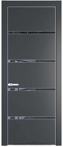 Дверь Profil Doors 23PE цвет Графит (Pantone 425С) кромка Серебро стекло Зеркало Grey