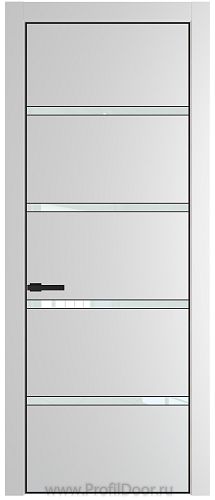 Дверь Profil Doors 23PE цвет Крем Вайт (RAL 120-02) кромка Черный матовый RAL9005 стекло Lacobel Белый лак