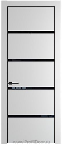 Дверь Profil Doors 23PE цвет Крем Вайт (RAL 120-02) кромка Черный матовый RAL9005 стекло Lacobel Черный лак