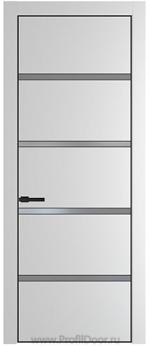 Дверь Profil Doors 23PE цвет Крем Вайт (RAL 120-02) кромка Черный матовый RAL9005 стекло Lacobel Серебро Матлак