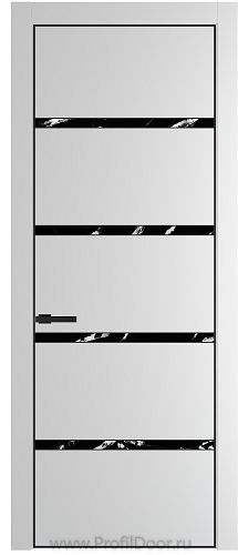 Дверь Profil Doors 23PE цвет Крем Вайт (RAL 120-02) кромка Черный матовый RAL9005 стекло Нефи черный узор серебро