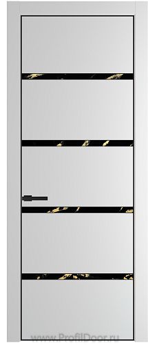 Дверь Profil Doors 23PE цвет Крем Вайт (RAL 120-02) кромка Черный матовый RAL9005 стекло Нефи черный узор золото