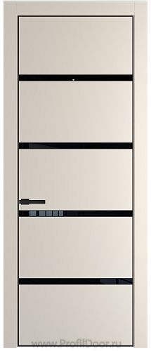 Дверь Profil Doors 23PE цвет Кремовая Магнолия (RAL 120-04) кромка Черный матовый RAL9005 стекло Lacobel Черный лак