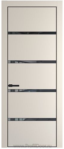 Дверь Profil Doors 23PE цвет Кремовая Магнолия (RAL 120-04) кромка Черный матовый RAL9005 стекло Зеркало Grey