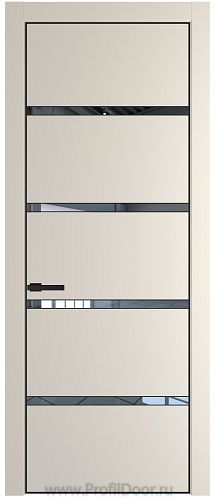 Дверь Profil Doors 23PE цвет Кремовая Магнолия (RAL 120-04) кромка Черный матовый RAL9005 стекло Зеркало