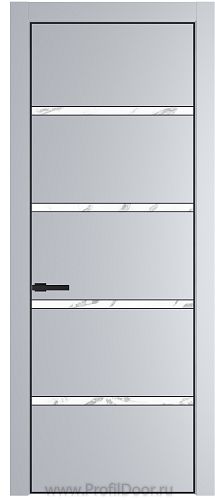 Дверь Profil Doors 23PE цвет Лайт Грей (RAL 870-01) кромка Черный матовый RAL9005 стекло Нефи белый узор серебро