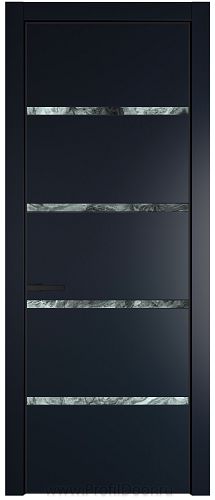 Дверь Profil Doors 23PE цвет Нэви Блу (RAL 7016) кромка Черный матовый RAL9005 стекло Атриум серебро