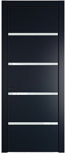 Дверь Profil Doors 23PE цвет Нэви Блу (RAL 7016) кромка Черный матовый RAL9005 стекло Lacobel Белый лак