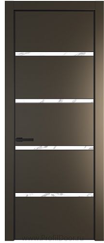 Дверь Profil Doors 23PE цвет Перламутр бронза кромка Черный матовый RAL9005 стекло Нефи белый узор серебро