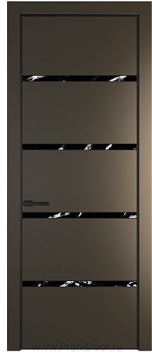 Дверь Profil Doors 23PE цвет Перламутр бронза кромка Черный матовый RAL9005 стекло Нефи черный узор серебро