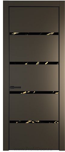 Дверь Profil Doors 23PE цвет Перламутр бронза кромка Черный матовый RAL9005 стекло Нефи черный узор золото