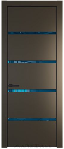 Дверь Profil Doors 23PE цвет Перламутр бронза кромка Черный матовый RAL9005 стекло Зеркало Blue