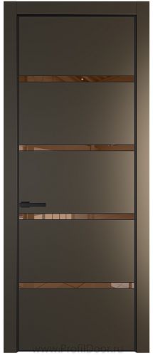 Дверь Profil Doors 23PE цвет Перламутр бронза кромка Черный матовый RAL9005 стекло Зеркало Bronza