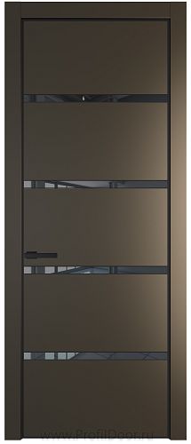 Дверь Profil Doors 23PE цвет Перламутр бронза кромка Черный матовый RAL9005 стекло Зеркало Grey
